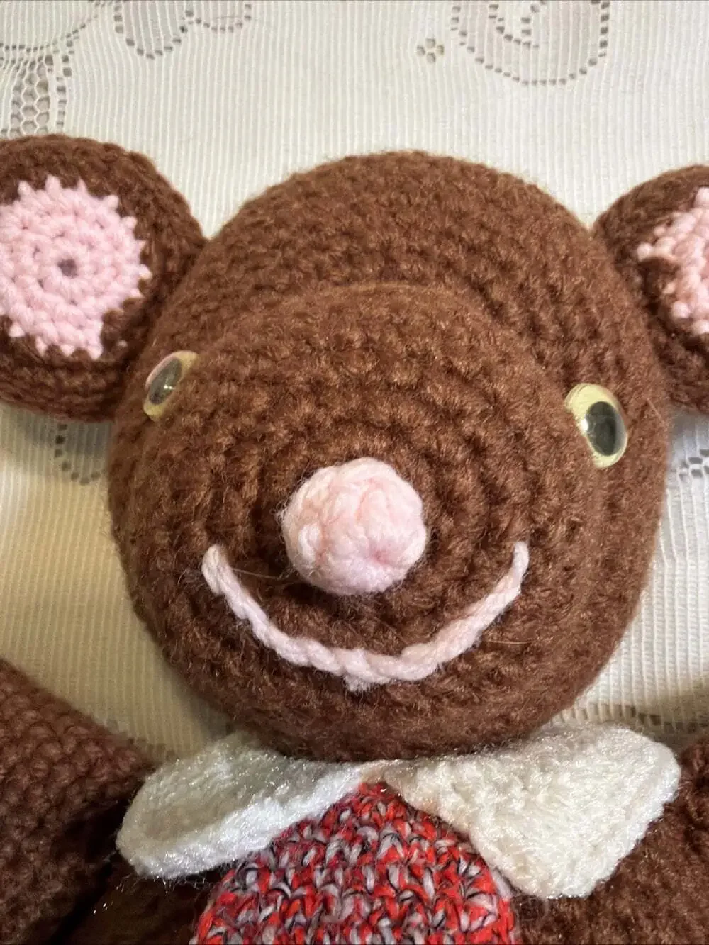 Adorable Teddy Bear Amigurumi Stuffed Crochet Doll Figure Handmade 13” Pristine